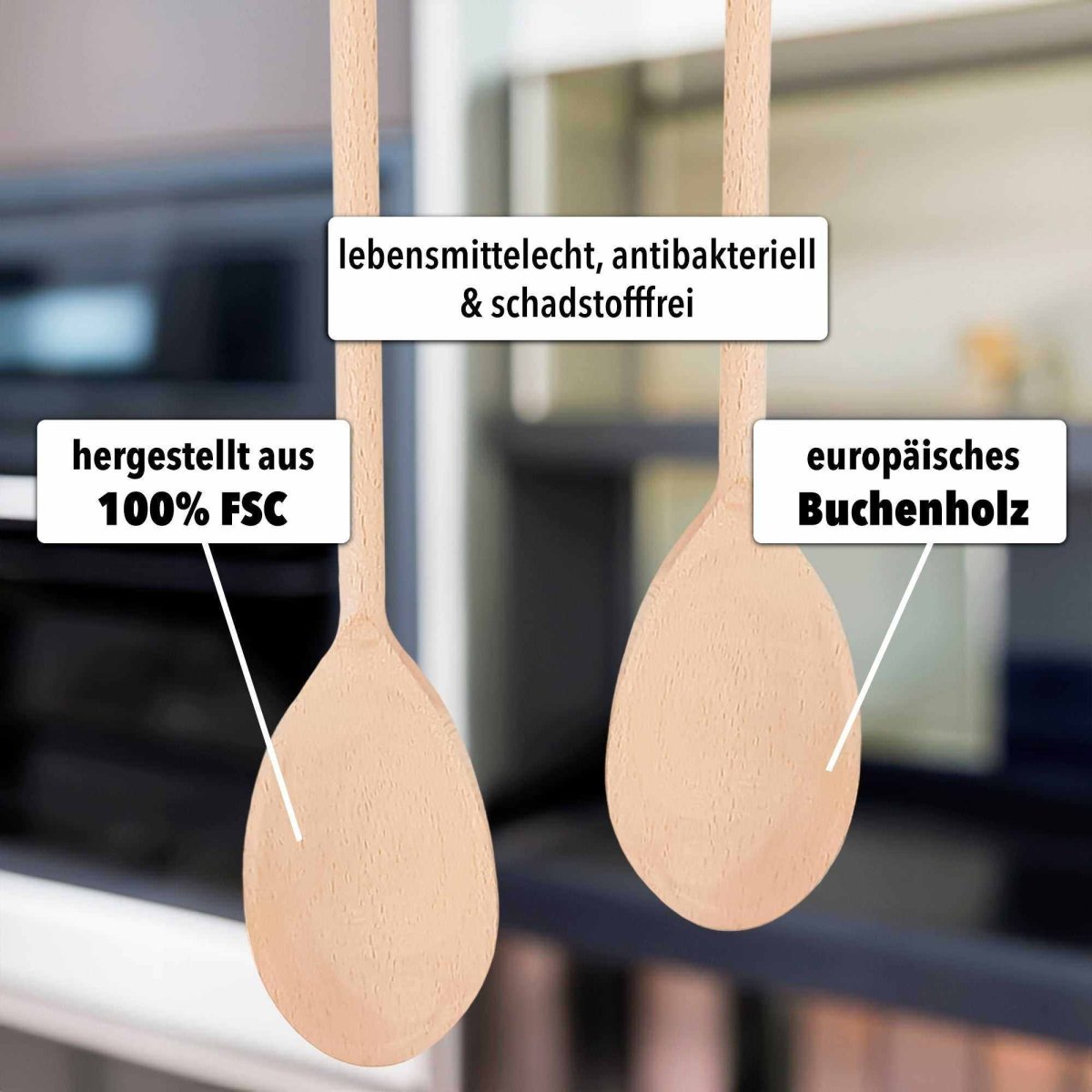2x Kochlöffel »30cm Ovalkochlöffel aus Buchenholz« - SOHFAKüchenartikel