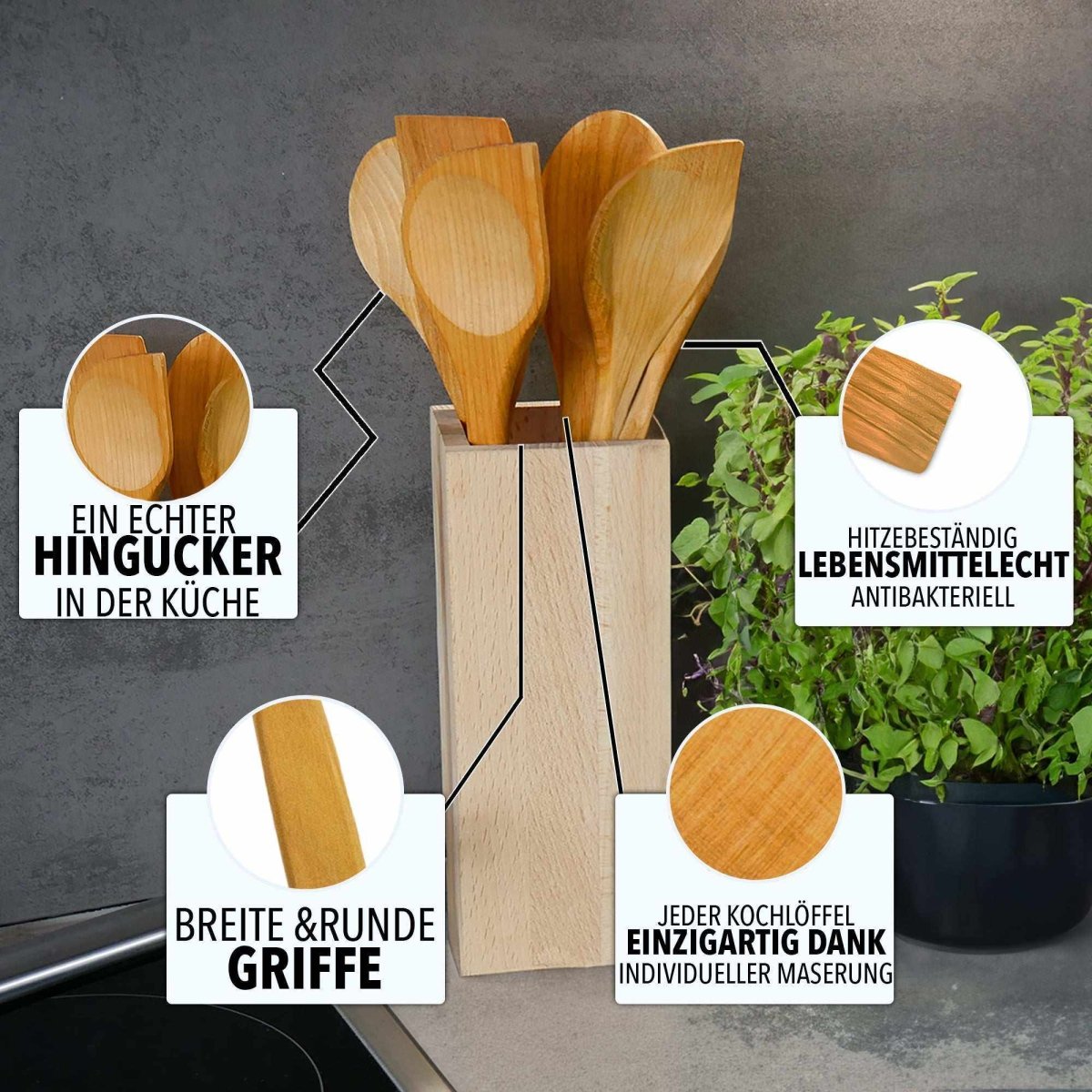 Kochlöffel »5er Set aus Kirschholz« - SOHFAKüchenartikel