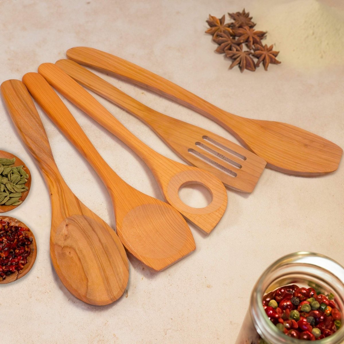 Pfannenwender »5er Set aus Kirschholz« - SOHFAKüchenartikel