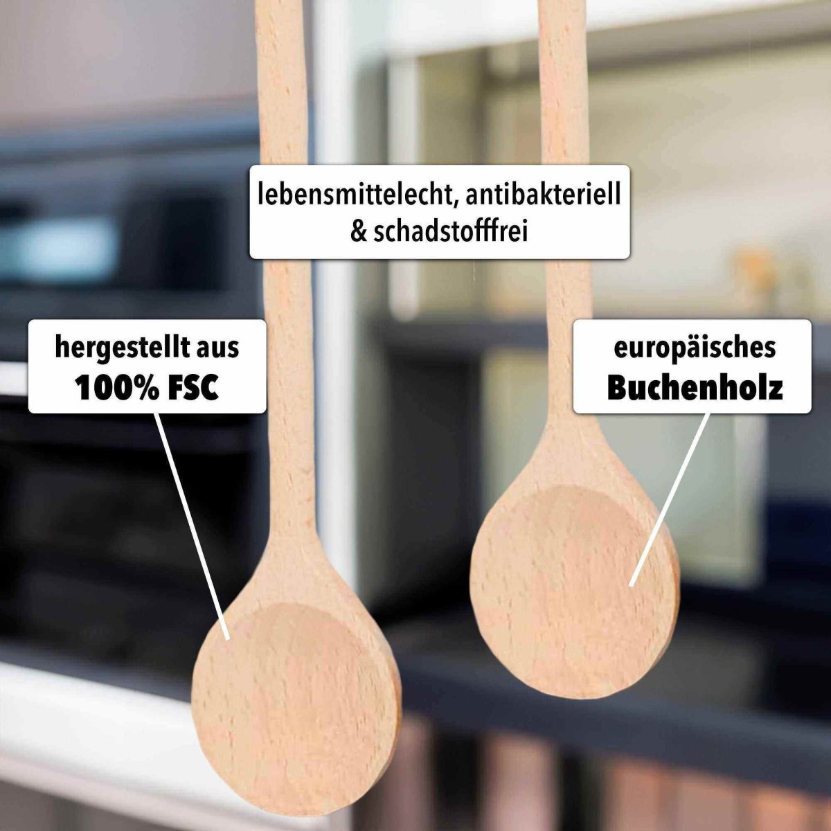 2x Kochlöffel »28cm Kochlöffel mit dickem Stiel aus Buchenholz« - SOHFAKüchenartikel