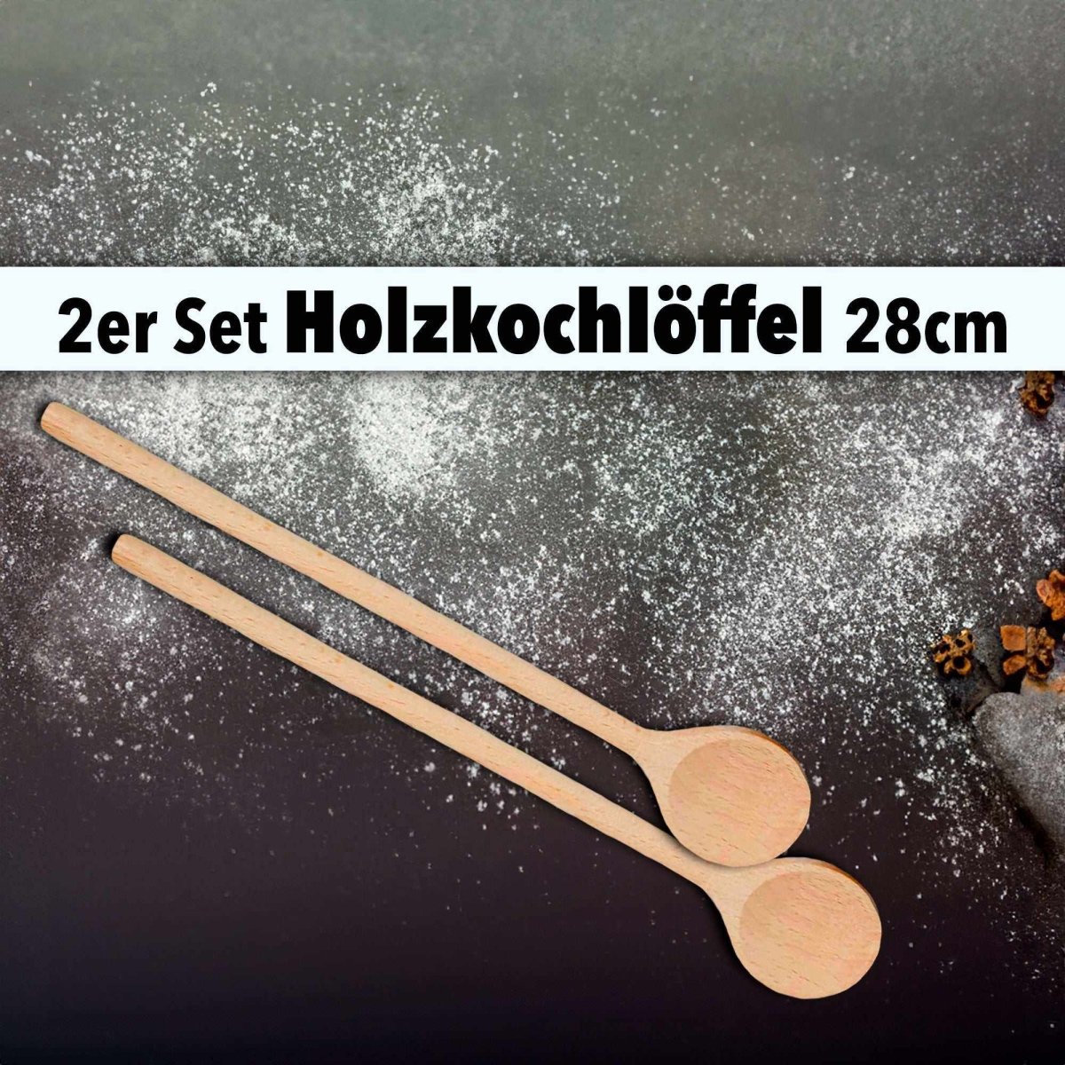 2x Kochlöffel »28cm Kochlöffel mit dickem Stiel aus Buchenholz« - SOHFAKüchenartikel