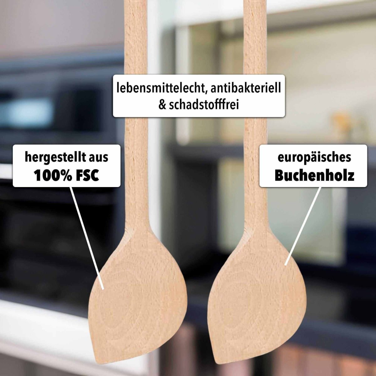 2x Kochlöffel »30cm Kochlöffel mit Spitze aus Buchenholz« - SOHFAKüchenartikel