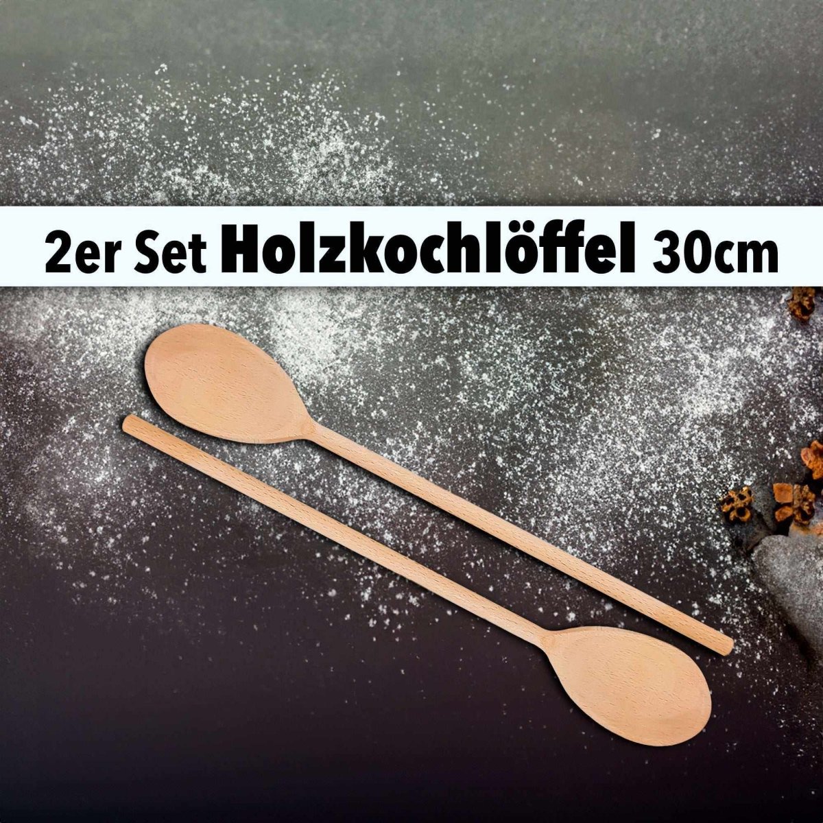 2x Kochlöffel »30cm Ovalkochlöffel aus Buchenholz« - SOHFAKüchenartikel