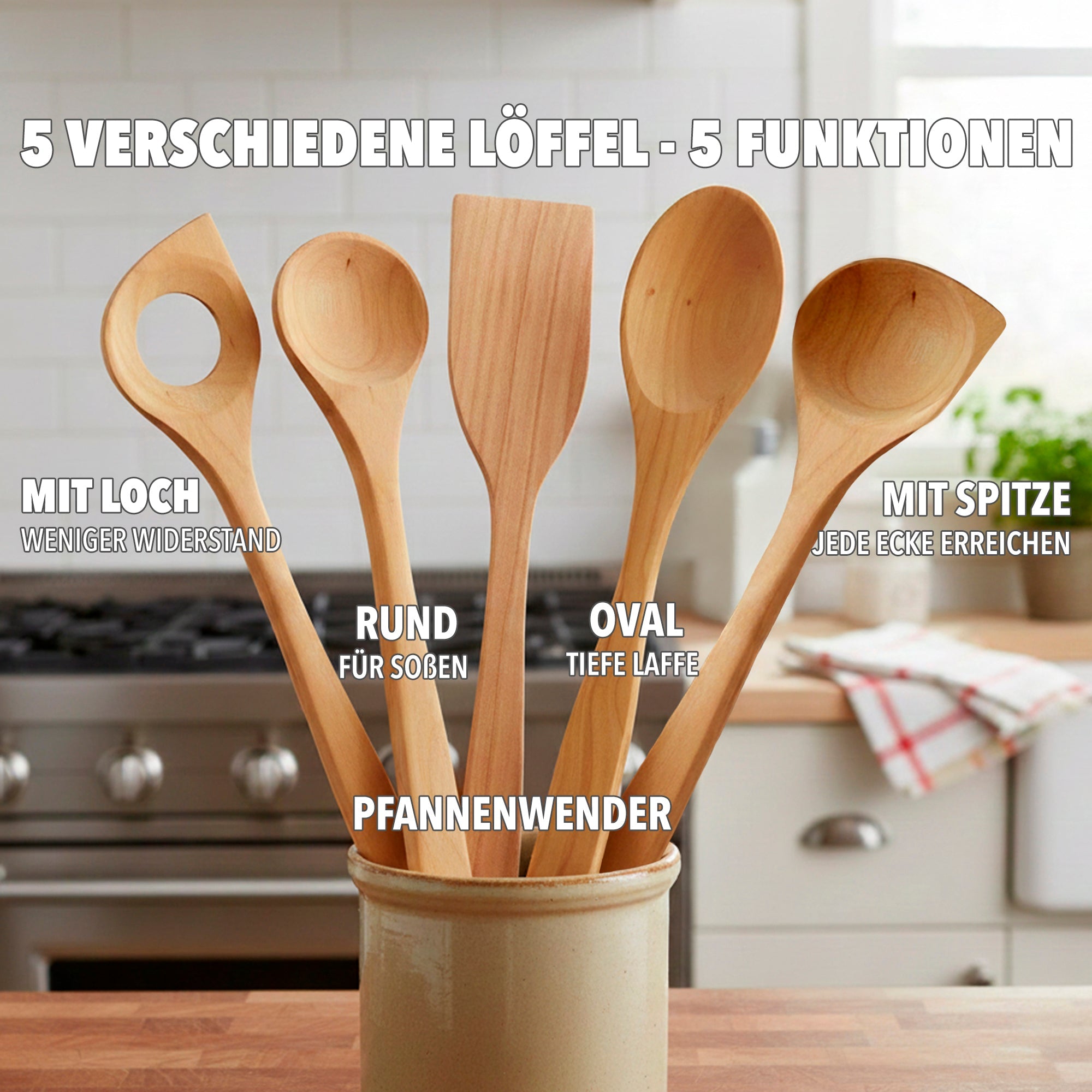 Kochlöffel »5er Set aus Kirschholz« - SOHFAKüchenartikel