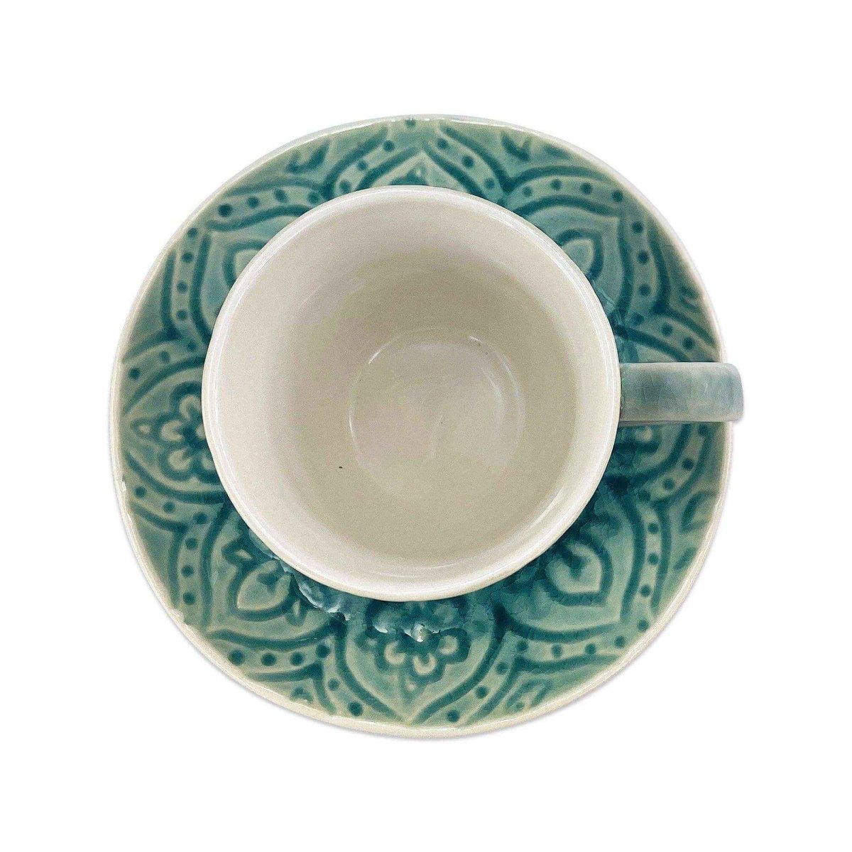 Tasse mit Unterteller »flower verte« 200ml - SOHFAGeschirr